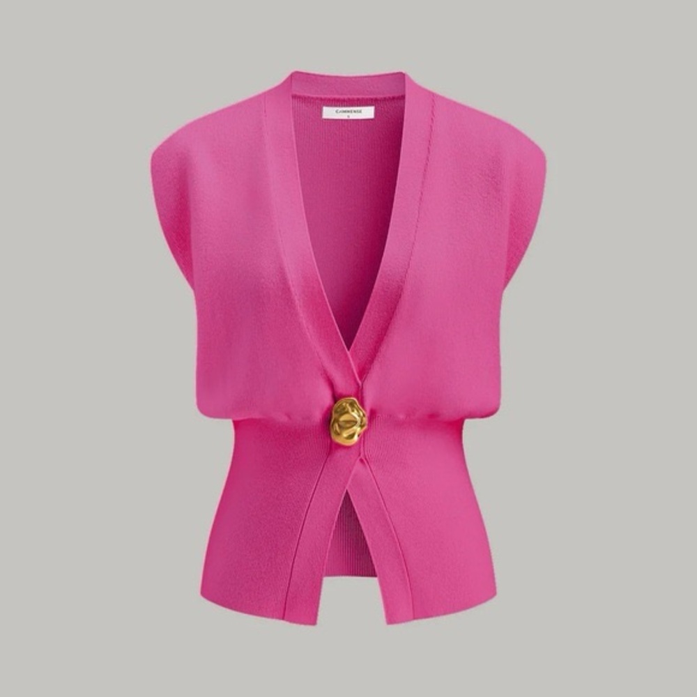 Commense V-Neck Buttoned Detail Sweater Vest
